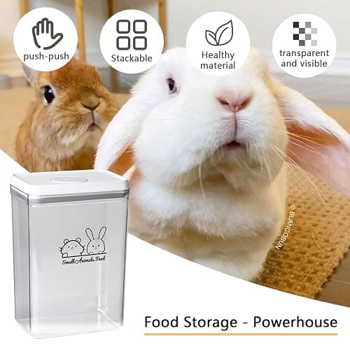 Pet Treat Storage Container,Clear Airtight Food Container One Button Opening Food Containers,with Handled Lid and Measuring Spoon Clear,for Storage Hamster Sand,Rabbit Food,Rabbit Nuggets Etc thumbnail 2