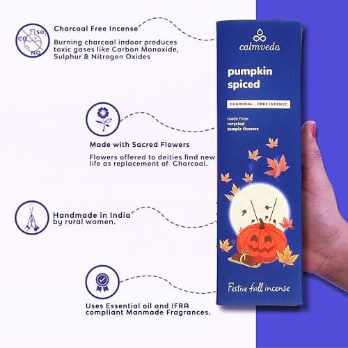 Halloween Pumpkin Spice Incense Sticks Fall - Fruity Spicy Aroma, 80-Pack | Charcoal Free Made from Upcycled Flowers, IFRA compliant aroma, Fall incense for Autumn, Autumn Gift thumbnail 2