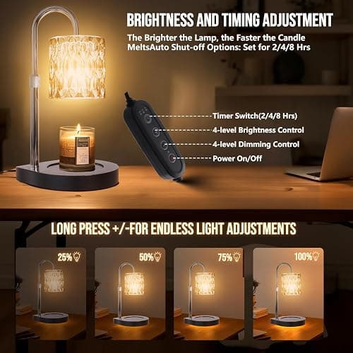 GEEZO Fragrance Candle Warmer Lamp，Electric Candle Warmer with Timer & Dimmer，Mom Christmas Birthday Gifts for Women, House Warming Gifts New Home Bedroom Decor thumbnail 3
