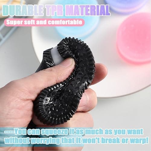 Handmade Silicone Stress Relief Squishy Toy,Stress Relief Toys,Funny Stress Reliefs Toy,Ultra Soft Decompression Venting Toys,Suitable for Relieving(Black) thumbnail 7