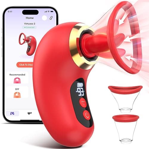 Gasevimo Vibrator Adult Sex Toys for Women - 5IN1 Sucking Vibrator Rose Sex Toy, 3 Sucking, 9 Tongue Licking & Vibrating Adult Toys, LCD Display Removable Cup Clitoral G Spot Vibrators Massage - Image 1