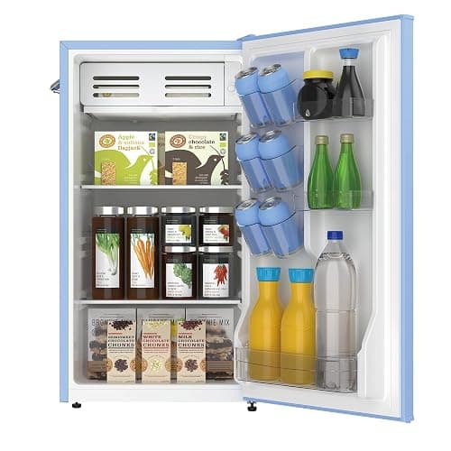 Frigidaire Retro Compact Fridge with Chiller, 3.2 cu ft Countertop Fridge with Built-In Bottle Opener, Compact Refrigerator for Office, Bedroom, Dorm Room or Cabin - 16.5" D x 19" W x 31" H (Blue) thumbnail 8