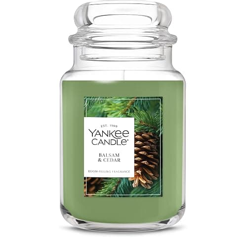 Yankee Candle, Balsam & Cedar Fall Scented Candle, 22oz Large Jar with up to 150 Hour Burn Time - Image 1