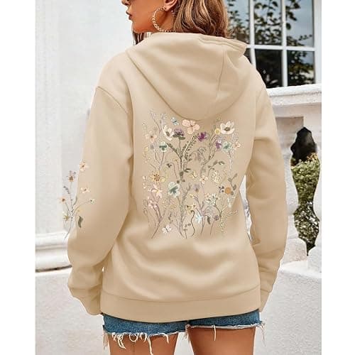 Sulayesh Women's Floral Printed Hoodies Vintage Aesthetic Flower Graphic Sweatshirt Cute Boho Fleece Thermal Hoodie Pullover thumbnail 3