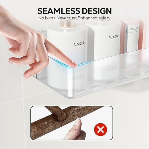 Nieifi Adhesive Wall Shelf, Shower Shelves, Shower Organizer for Bathroom Organization (A-Clear, 3 pieces) thumbnail 3