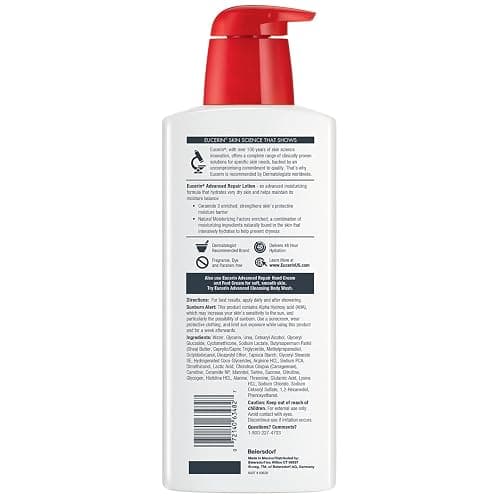 Eucerin Advanced Repair Body Lotion for Very Dry Skin, Unscented Lotion Formulated with Ceramides, 16.9 Fl Oz Bottle thumbnail 12