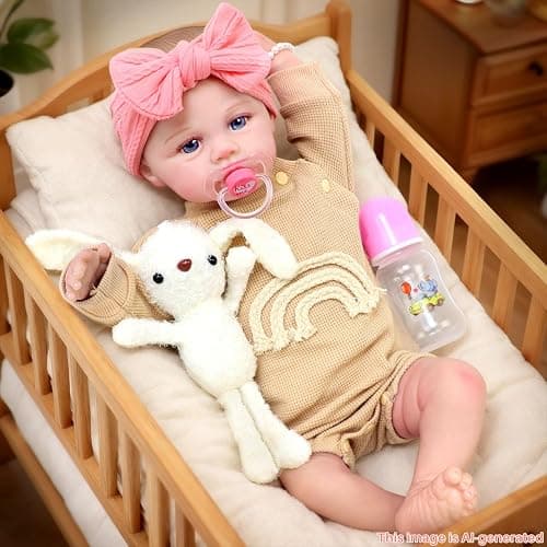 ECORELF Reborn Dolls Set with Gift Box for Kids Age 3+ | 20 Inch Silicone Lifelike Baby Dolls, Soft Realistic Girl Doll and Accessories Suitable Companionship and Collecting thumbnail 2