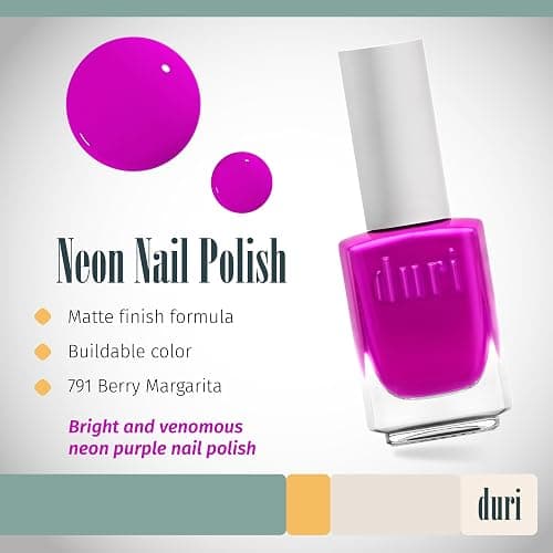 duri 791 Berry Margarita - Neon Purple Nail Polish, Semi Matte, Fast Drying, 0.45 Fl Oz thumbnail 2