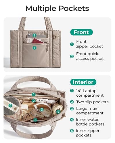 BAGSMART Small Tote Bag for Women, Crossbody Bag with Zipper, Crush Bow Purses for Travel Work College thumbnail 3