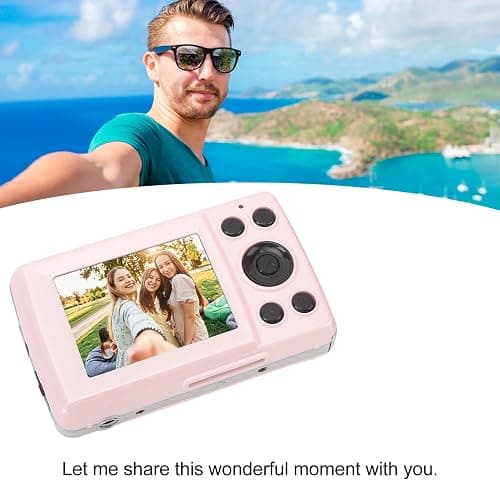 Digital Camera, FHD 1080P 16MP Portable Camera with 2.4 In Screen, 16X Digital Zoom, Auto Focus Stabilization Vlogging Camera for Kids Student Children Teens Girl Boy (Pink) thumbnail 3