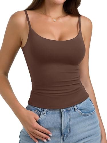 PINKMSTYLE Women's Basic Double Lined Scoop Neck Tank Tops Adjustable Cami Tank Summer Sleeveless Tops thumbnail 5