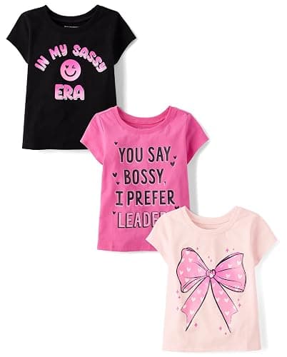 The Children's Place Baby Girls' and Toddler Assorted Everyday Short Sleeve Graphic T-Shirts,multipacks - Image 1