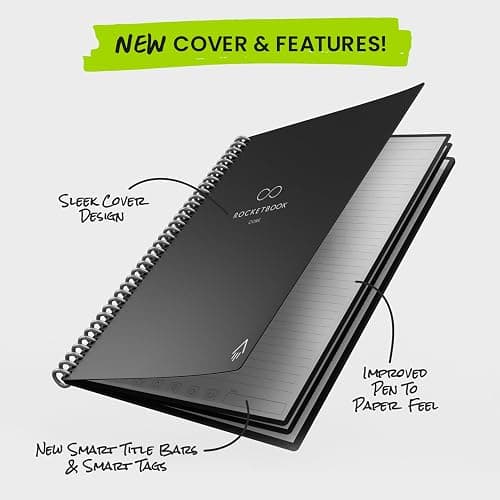 Rocketbook Core Reusable Spiral Notebook, Letter Size 21 cm x 29.7 cm, Black - Lined Pages, App-Connected, Erasable, Durable Cover, Ideal for School, Work, and Creative Projects thumbnail 5