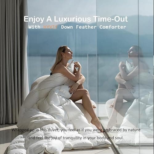 Luxury Down Feather Comforter King Size Bed Comforter Insert-Ultra-Soft Duvet Cozy Hotel Collection White -King Size(106" X 90”) - White - King (106''x 90'') thumbnail 5