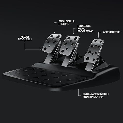 Logitech G G29 Driving Force volante da corsa e pedali con ritorno di forza dinamico reale, leve al volante in acciaio inox, coprivolante per PS5, PS4, PC, Mac - Black thumbnail 7