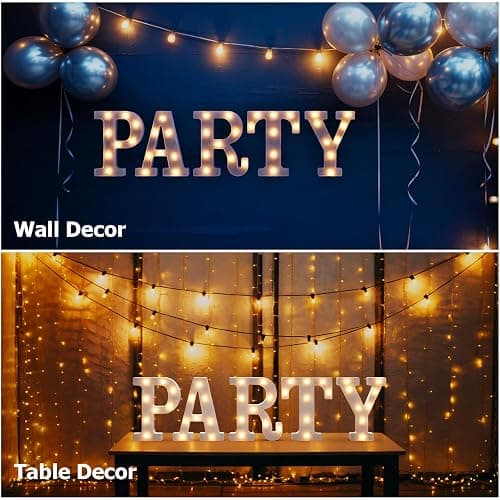 Marquee Letters E, Led Letter Lights, 26 Alphabet Battery Powered LED Light Up Name Sign, Decorative Lighted Standing Letters for Graduation Party Night Light Wedding Birthday Room Bar Wall Decor thumbnail 5