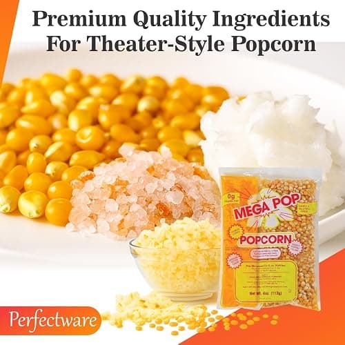 Perfectware All in One Popcorn Portion Packets with Kernels, Salt, and Coconut Oil for Popping Machine, 4 oz, 12 Count thumbnail 5