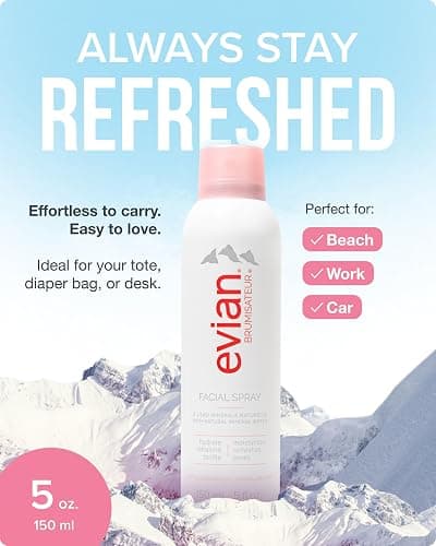 Evian Facial Spray 1.7 oz - Hydrating Mineral Water Mist for Face & Skin - Refreshes Makeup and Tones Skin - TSA-Approved Mini Facial Spray Set for Daily Skincare Hydration thumbnail 2