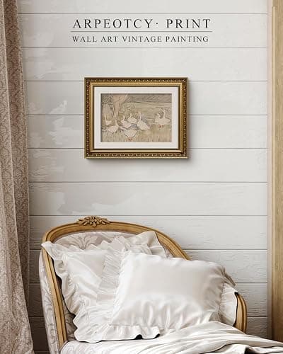 ARPEOTCY Vintage Gold Framed Wall Art, Nursery Duck Paintings, Aesthetic Canvas Picture Prints Artwork with Frame, Classical Victorian Wall Decor for Living Room Bathroom Bedroom 11x14 inch thumbnail 2