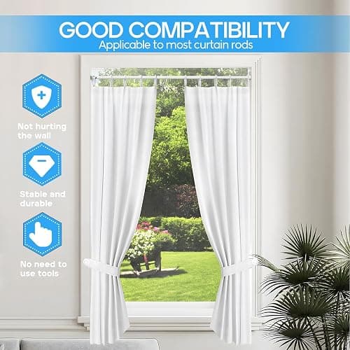 Zipglo 2 Pack Spring Tension Rods 28-45 Inches, 5/8 Inch Diameter White No Drill Spring Loaded Adjustable Extendable, Small Short Tension Curtain Rod for Windows Kitchen Doorway Closet Cupboard thumbnail 4