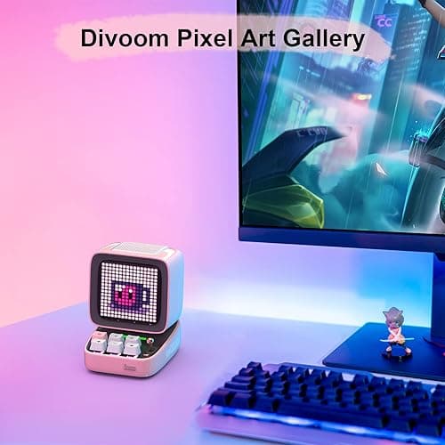 Divoom Ditoo Retro Pixel Art Game Bluetooth Speaker with 16X16 LED App Controlled Front Screen (Pink) - Pink thumbnail 6