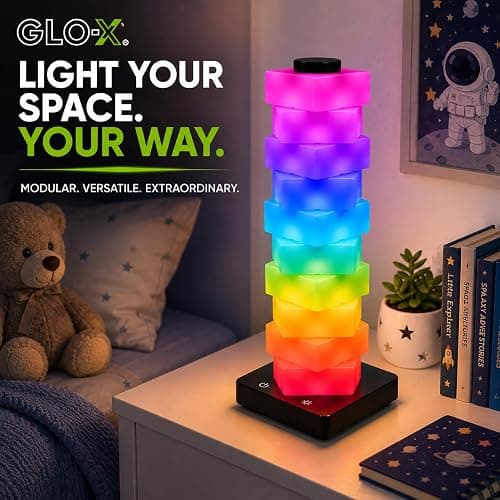 GLO-X Modular RGB Desk Lamp, Stackable LED Touch Light for Gaming & Bedroom | 16+ Color Changing Effects; USB Powered; Create Shape; Night Light; Mood Lighting; Kids Room; Desk Decor; Great Gift Idea thumbnail 5