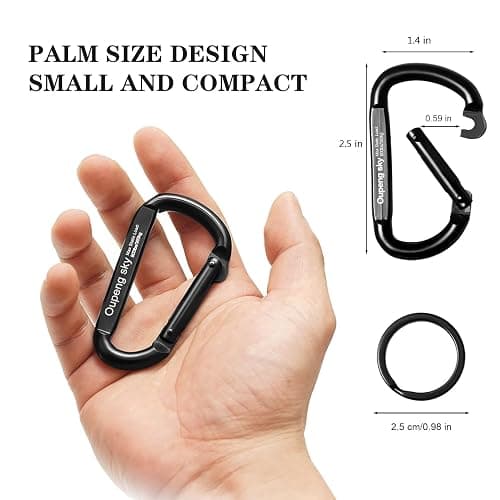 Carabiner Clip - Heavy Duty Carabiners 800lbs-13KN (2922 lbs) Carabeaner D Ring Shape,Key Chain Clip Hook,Keychain Clip,Multipurpose for Camping, Hiking,Backpacking or Other Outdoor Activities. thumbnail 2
