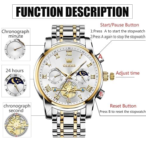OLEVS Watch Men Stainless Steel Waterproof Analog Dress Watch Date Luxury thumbnail 5