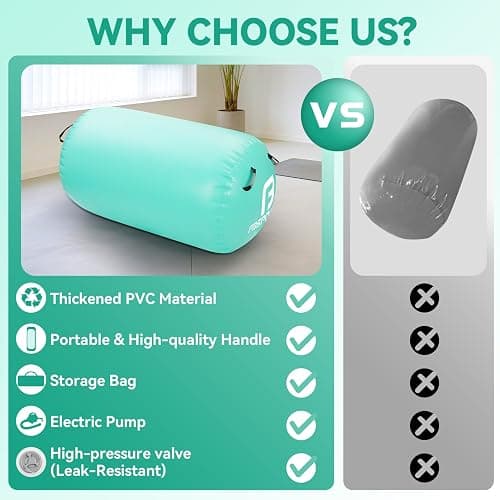 Air Roller Gymnastics Barrel, Inflatable Gymnastics Air Roller Inflatable Air Gymnastics Mat with Electric Pump for Yoga Cheerleading Training Home Outdoor Use thumbnail 2