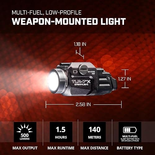 Streamlight 69455 TLR-7 X USB 500-Lumen 5000-Candela Compact Tactical Weapon Light with Interchangeable High & Low Switches and Key Kit, Black thumbnail 2