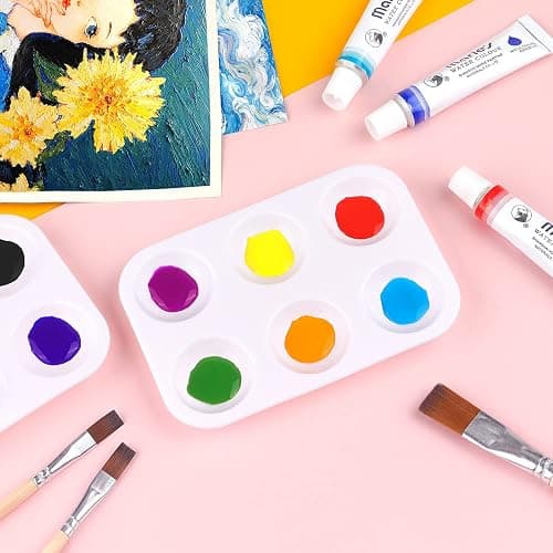 Tamaki 8 PCS White Plastic Paint Tray Palettes, Watercolor Palette Painting Tray for Painting Party, DIY Craft and Art Painting thumbnail 6
