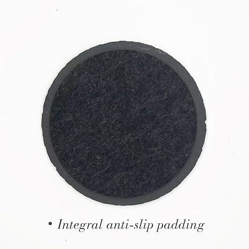 8 Pack 4 inch Round Slate Coasters with Metal Holder,Handmade Natural Rough Edge,with Integral Anti-Skid pad,Laser Engraving Blanks,Stone Coasters thumbnail 4