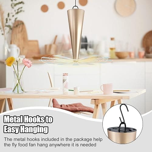 Glovv Fly Fans for Tables, Bug Food Fan Outdoor Indoor Keep Flies Away, 4 Pack Portable Batteries Powered Picnic Table Top Spinner with Metal Hanger, Fly Repellent for Restaurant, Camping (Golden) thumbnail 5