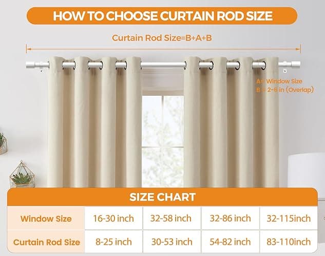 TONIAL White Curtain Rods 32 to 58 Inch(2.6-4.8ft), Adjustable Splicing Window Curtains rod, 3/4 Drapery Rods for Windows 20 to 53 Inch(1.7-4.4ft), Decorative Single Rod with Modern Cap Finial thumbnail 6