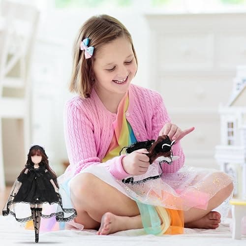 Wettarn 6 Pcs Gothic Doll Clothes and Accessories 12'' Black Doll Clothes Outfits Wedding Tutu Ballet Dress for Women Toy Outfits Party Princess Gown for Cosplay Gift Dress Stocking thumbnail 2