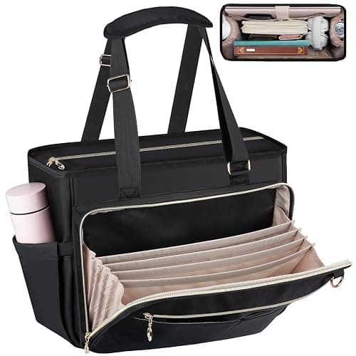 Teacher Tote Bag, Large Teacher 15.6-inch Laptop Bag with Foldable Document Pocket, Nurse Bag with Insulated Pocket - Image 1