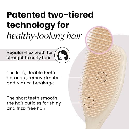 Tangle Teezer Large Ultimate Detangler Hairbrush for Wet & Dry Hair, Eliminates Knots & Reduces Breakage for Long, Thick, & Curly Hair Types, Vanilla - Vanilla thumbnail 2
