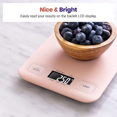 Etekcity Food Kitchen Scale, Digital Grams and Ounces for Weight Loss, Baking, Cooking, Keto and Meal Prep, LCD Display, Medium, Pink thumbnail 5