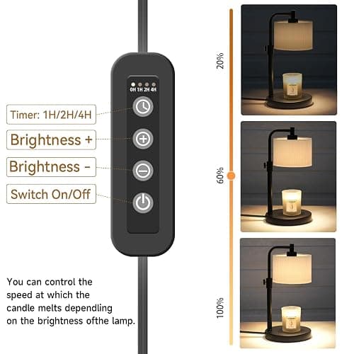 NITOWOLF Candle Warmer Lamp with Timer, Candle Wax Warmer Adjustable Height Candle Lamp Warmer for Jar Candles, Christmas Gifts House Warming Gifts for Women (Black-Upgrade) thumbnail 3