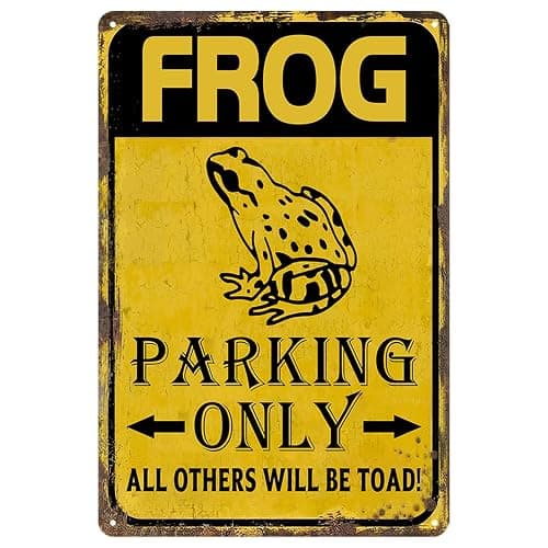 Cool Stuff Frog Parking Only Metal Tin Sign - Vintage Frog Wall Decor, 8x12 Inch - Image 1