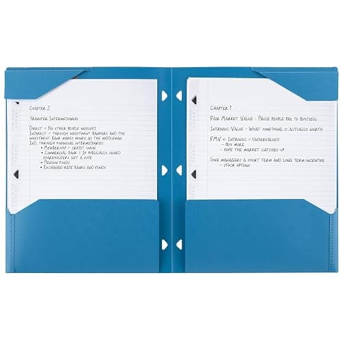Five Star 2-Pocket Folder, Plastic Folder with Stay-Put Tabs, Fits 3-Ring Binder, Holds 8-1/2" x 11" Paper, Tidewater Blue (333420H-ECM) thumbnail 4