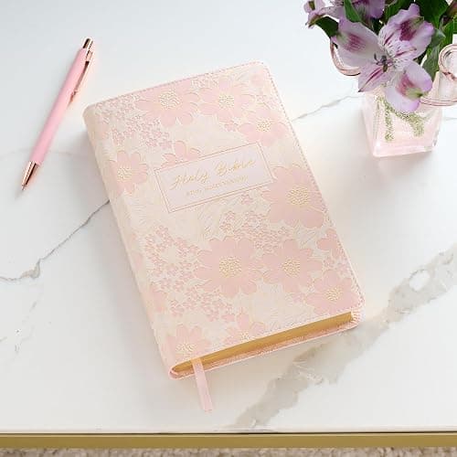 KJV Holy Bible, Deluxe Gift Bible with Thumb Tabs, Ribbon Marker, King James Version, Faux Leather, Pink thumbnail 4
