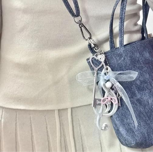 PLwelth Music Note Keychain for Women Bag Charms for Purse Handbags Backpack Tote Bags Car Keys Cute Bow Bear Charm Accessories Keyring Aesthetic Musical Symbol Keychain Personalized Music Lover Gifts thumbnail 2