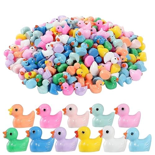 LOUHUA 220 Pcs Mini Resin Ducks Bulk, Colorful Tiny Duck Figurines for Miniature Dollhouse Decor, Fairy Garden, Aquarium Landscape, DIY Crafts, Party Favors, Hide & Seek Game, Classroom Activities - Image 1