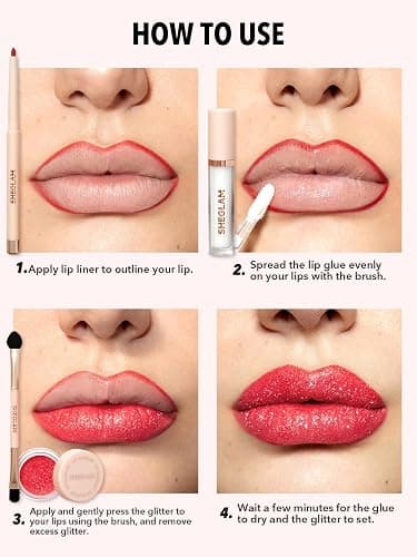 SHEGLAM Lip Dazzler Glitter Kit Long-Lasting Glitter Lip Gloss Sexy Super Stay Non-Sticky Shiny Liquid Kit Lipstick Y2K-Center Stage thumbnail 2