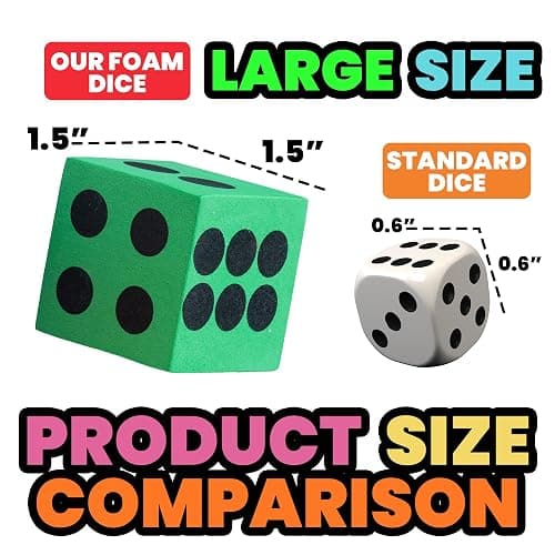 Foam Dice Set - Bulk Pack of 36, 1.5 Inch Large Assorted Colorful Foam Dice Cubes with Number Dots, Use for Kids, Classrooms, Math Games, Building Toys, Party Supplies by Bedwina thumbnail 2