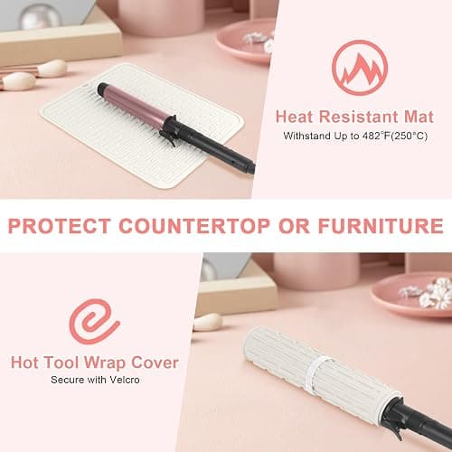 AMIJEAL Oversize Silicone Heat Resistant Mat for Hair Tools(14.2" x 11") | Curling Iron Mat, Hot Tools Holder, Portable Flat Iron Hair Straightener Pad Cover for Travel Vanity Salon thumbnail 3