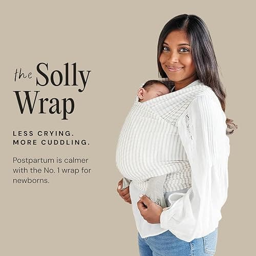 Solly Baby Wrap, Buttery-Soft Baby Carrier Newborn to Toddler 8-25 Lbs., Lightweight & Hands-Free Infant Sling Wrap, Breathable Summer Carrier, Baby Wearing & Postpartum Essential, New Mom Gift, Spelt thumbnail 2