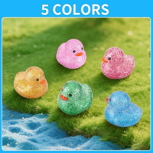 25Pcs Mini Glitter Rubber Ducks Bath Toys, Bathtub Floating Squeaky Duck Bulk Baby Preschool Bath Toy for Baby Shower Infants Kids Toddler Birthday Party Decoration Gift (Large) thumbnail 4
