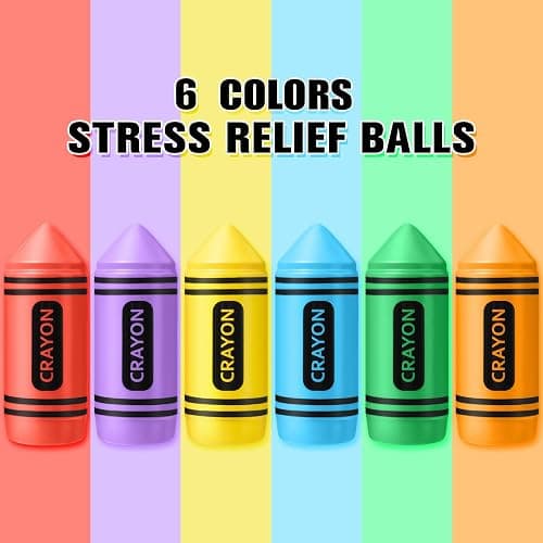 Wiwiqing 6 Pcs 3.94 Inches Crayon Stress Balls Toy Back to School Teacher Gift Kids Adult Classroom Student Incentives Reward Party Favor Prize Motivational Foam Stress Relief Slow Rising Hand Squeeze thumbnail 4